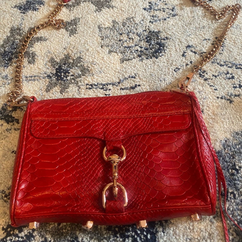 Rebecca Minkoff Mini MAC in Red and Rosegold Hardware